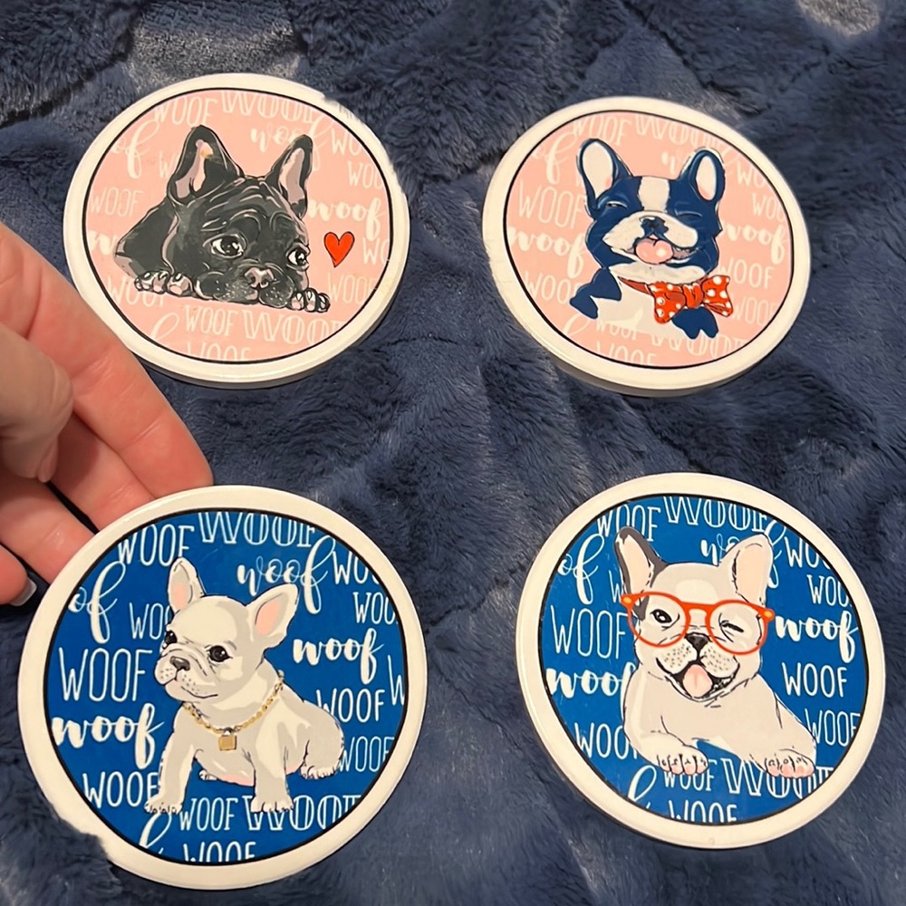 Four frenchie coasters 🐶💗